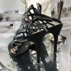 Elegantné sandále s flitrami - čierne